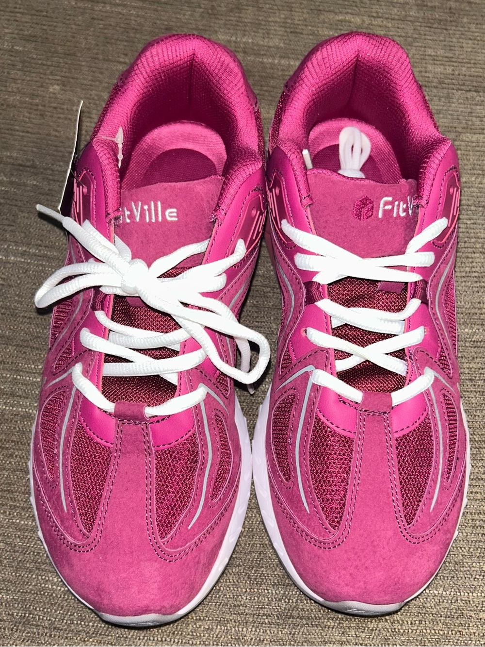FitVille Women's Athletic Sneakers in Bright Pink9.5EW Plantar Fasciitis NWT